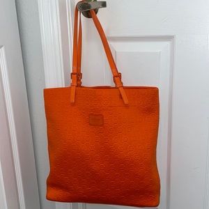 Michael Kors Jet Set Signature Embossed Logo Tangerine Orange Shoulder Bag Tote